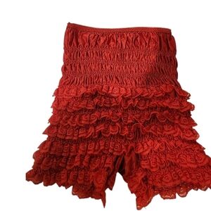 Vintage Fantasie Scarlet Lace Ruffle Bloomers Shorts